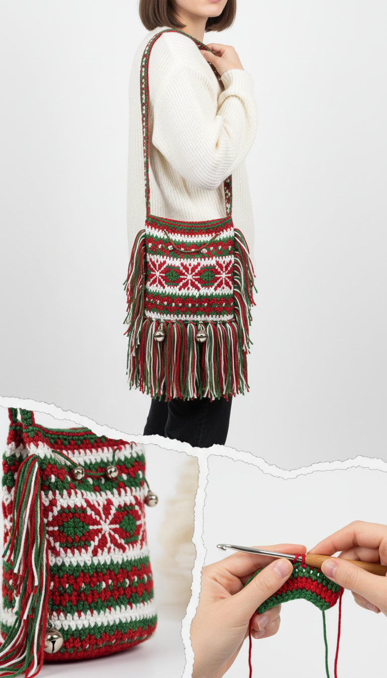 Festive Nordic Crocheted Crossbody Bag: Your Holiday DIY Accessory