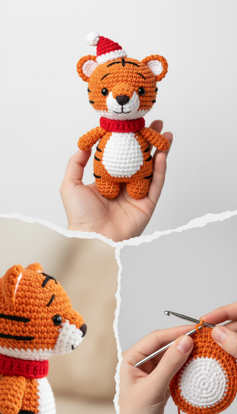 Roar into the Holidays: Adorable Amigurumi Christmas Tiger Pattern!
