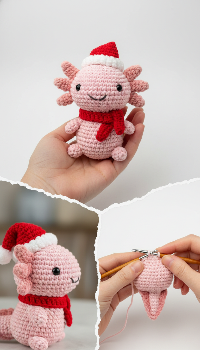 Swim into the Holidays with this Adorable Christmas Axolotl Amigurumi Pattern!