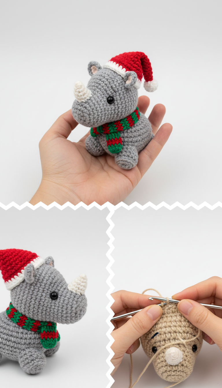 Adorable Festive Rhino Amigurumi: Your New Favorite Christmas Crochet Project!