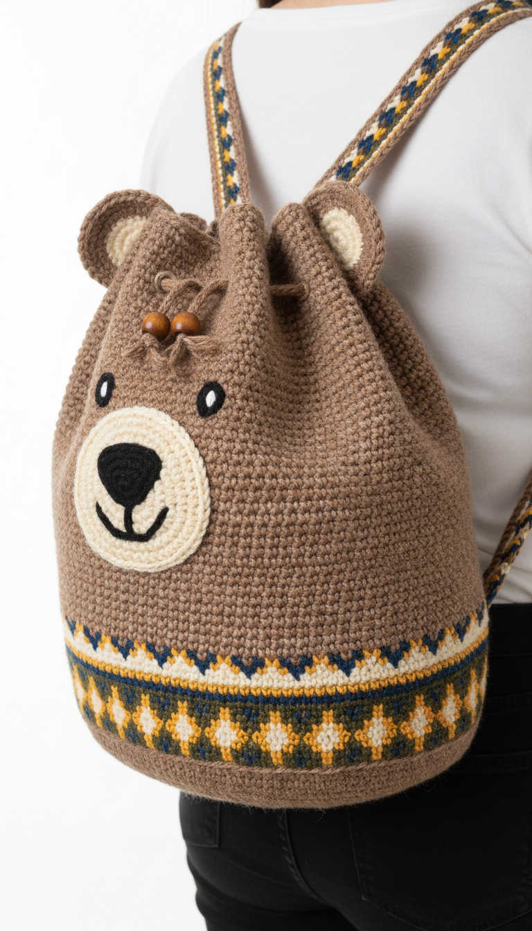 Charming Crochet Bear Backpack Pattern: An Adorable Drawstring Bag for Kids!