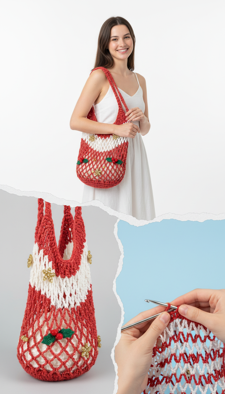 Festive Crochet Holiday Market Bag Pattern: Your DIY Christmas Tote!
