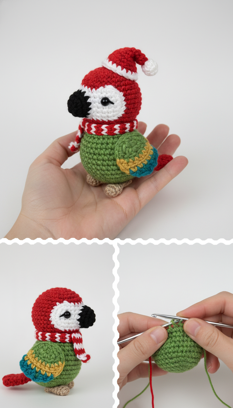 Festive Parrot Amigurumi: Crochet a Cheerful Holiday Bird!