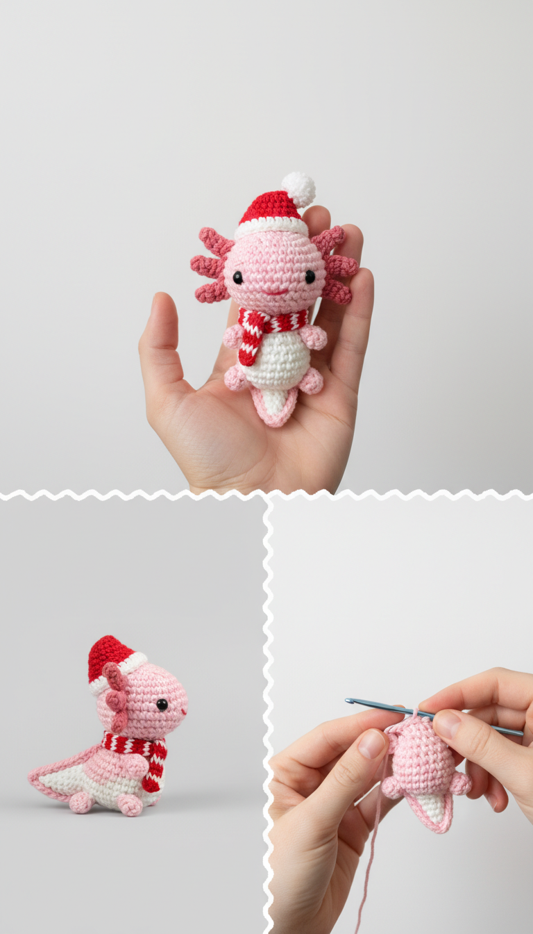 Jingle All the Way! Crochet Your Own Adorable Christmas Axolotl Amigurumi Pattern