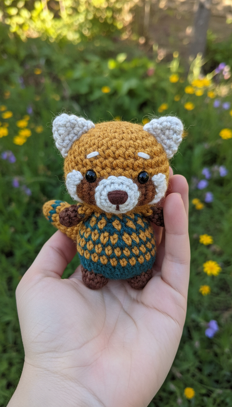 Charming Red Panda Amigurumi Pattern with Cozy Sweater Design
