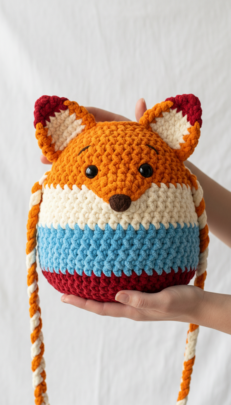 Chunky Crochet Fox Bag Pattern: Adorable Amigurumi Crossbody for Kids