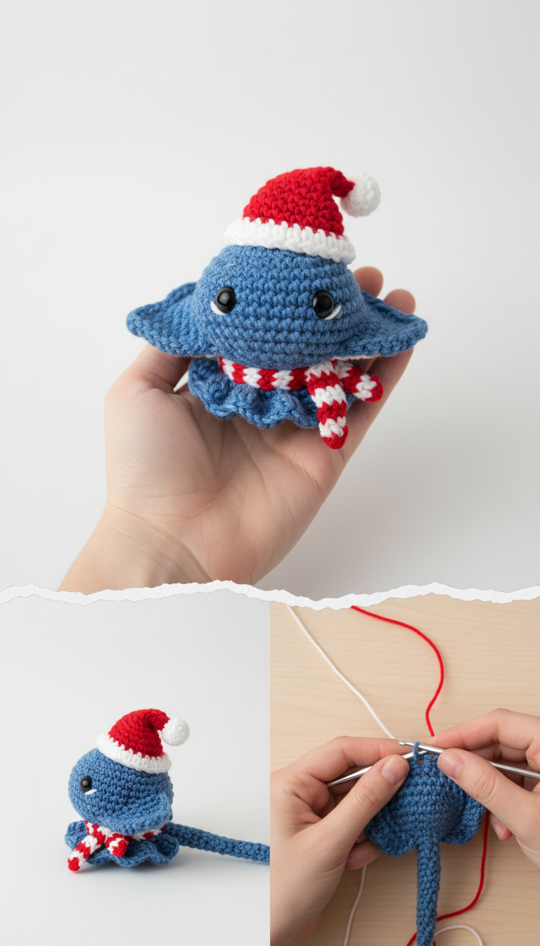 Fin-tastic Festive Fun: Crochet Christmas Manta Ray Amigurumi Pattern