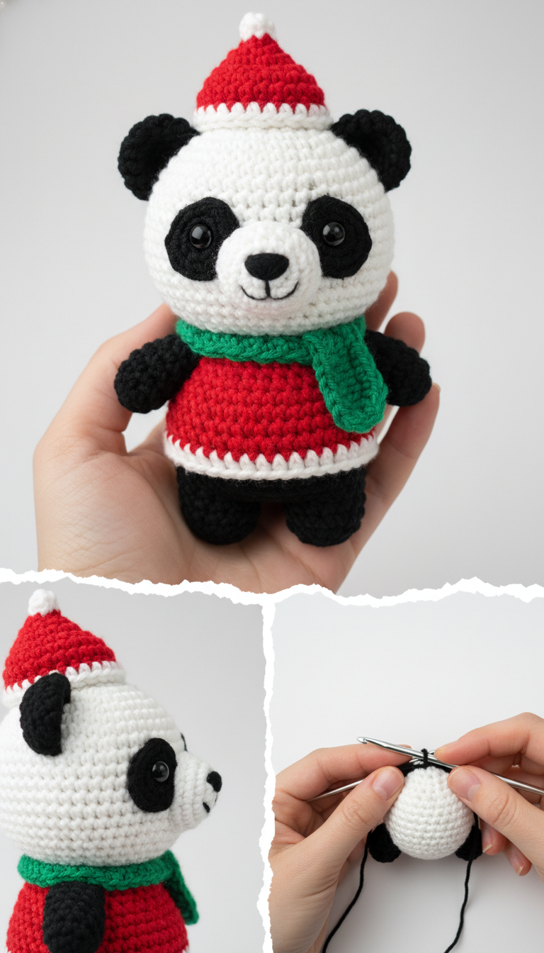 Charming Crochet Christmas Panda Amigurumi Pattern - Festive Holiday Decor