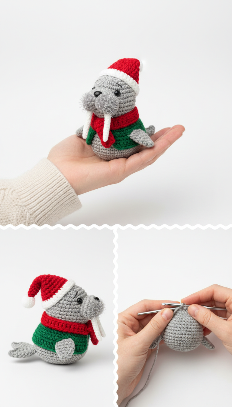 Jolly Holiday Walrus Amigurumi: A Free Crochet Pattern for Christmas Cheer!