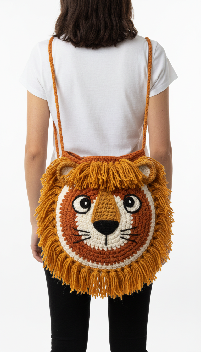 Roaringly Cute Crochet Lion Head Crossbody Bag Pattern