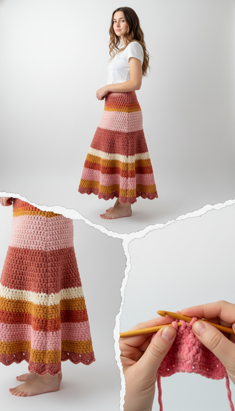 Boho Striped Crochet Maxi Skirt Pattern: Embrace Your Inner Free Spirit