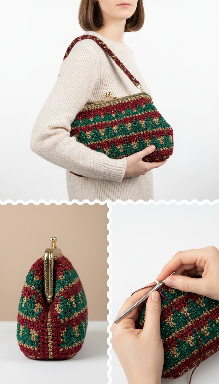 Elegant Tapestry Crochet Clasp Purse Pattern - Craft Your Own Festive Accessory