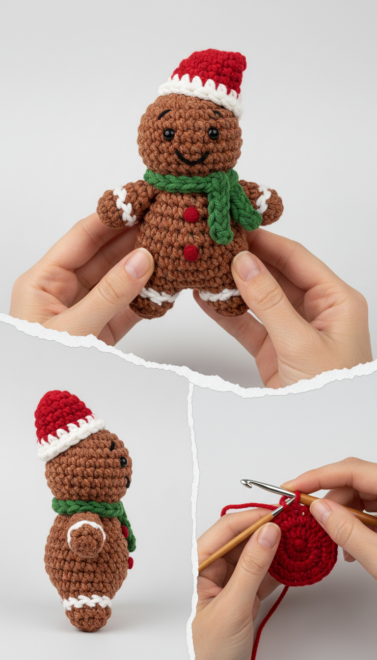 Sweet & Festive Crochet Gingerbread Man Amigurumi Pattern