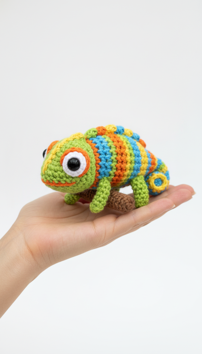 Vibrant Rainbow Chameleon Amigurumi: Free Crochet Pattern