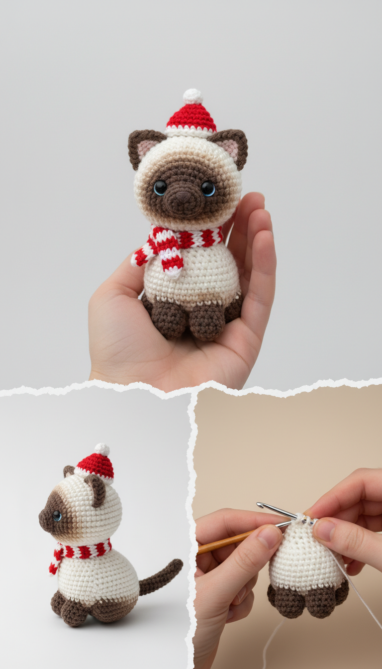 Charming Christmas Crochet Siamese Cat Amigurumi Pattern: Your Purr-fect Holiday Project!