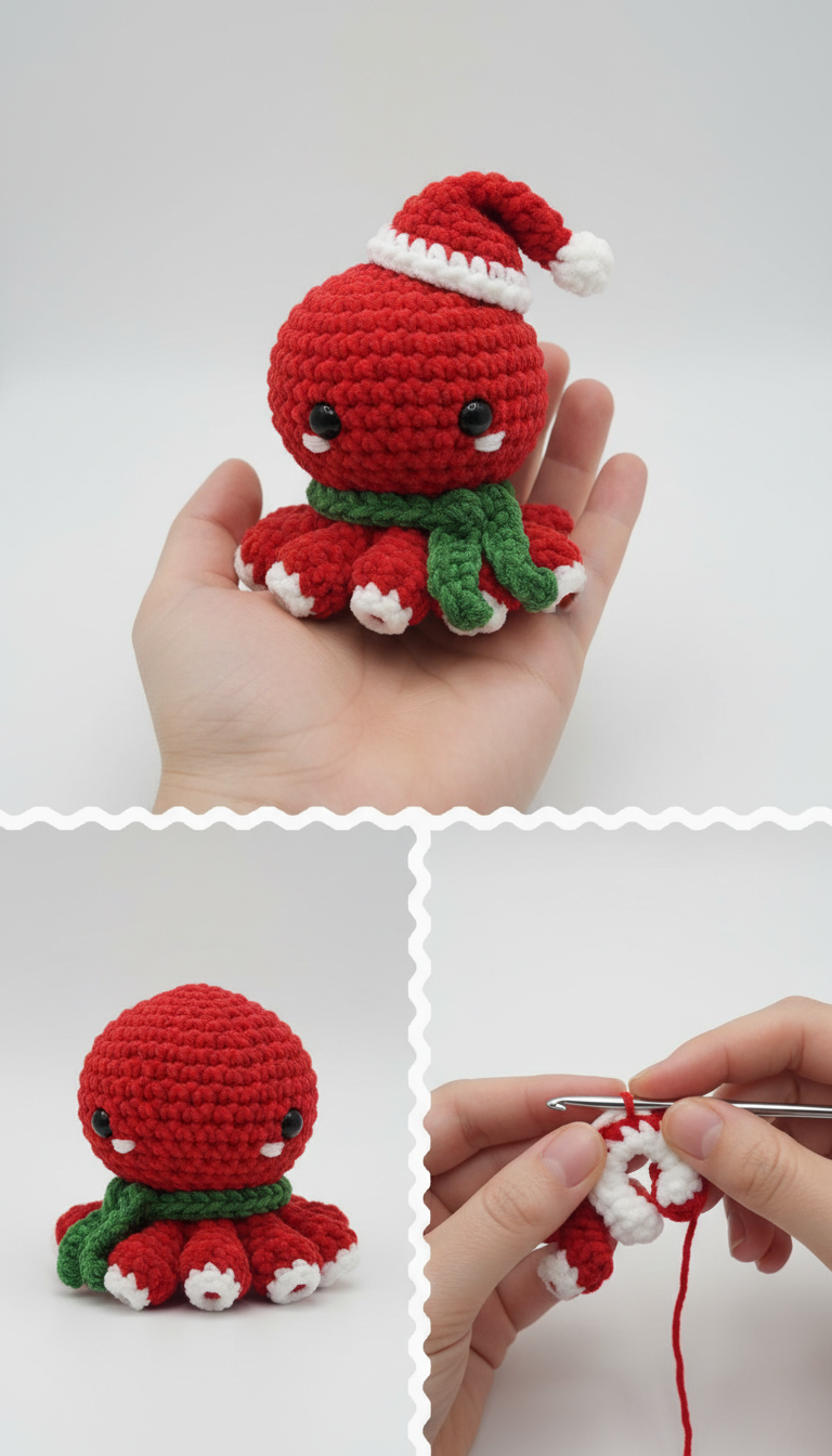 Craft a Cute Christmas Amigurumi Octopus: Free Crochet Pattern!