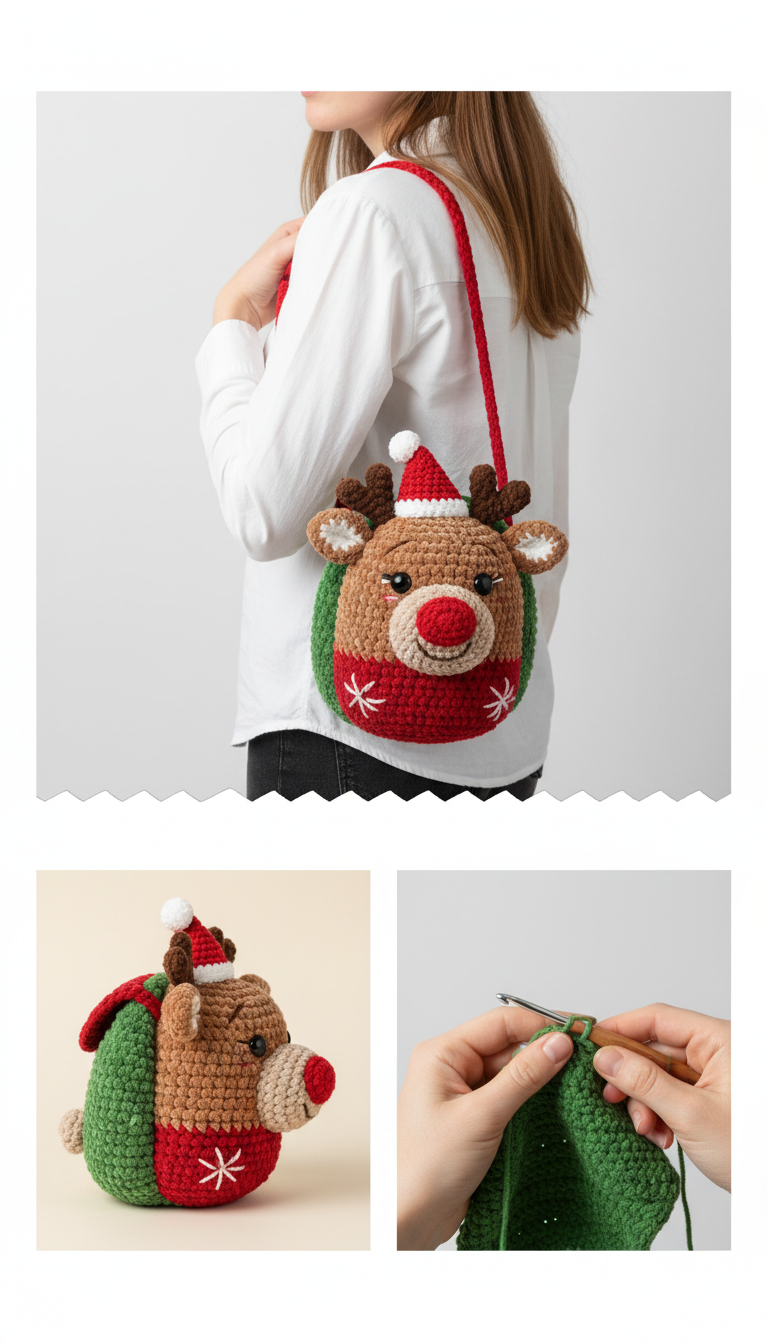 Crochet Reindeer Christmas Bag Pattern: Your Festive Amigurumi Companion!