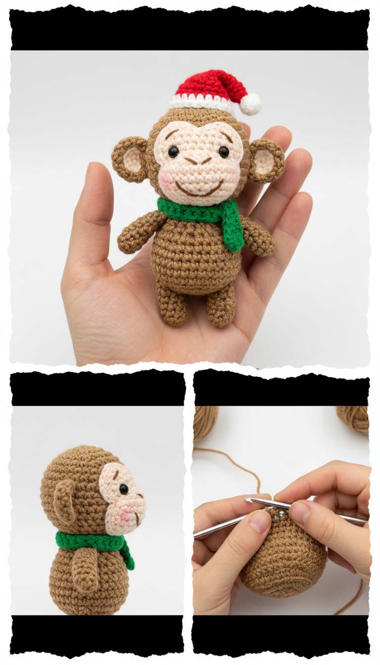 Charming Christmas Monkey Amigurumi Pattern: A Festive Crochet Friend!