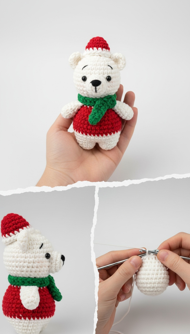 Crochet Christmas Polar Bear Amigurumi Pattern: Festive Handmade Gift!