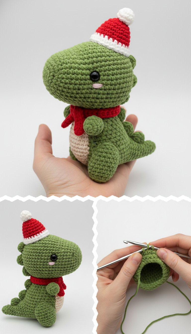 Roar-ing Good Times: Crochet Your Own Christmas Dinosaur Amigurumi!