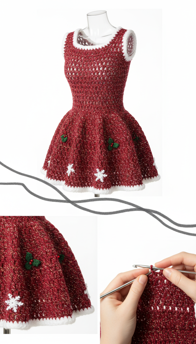 Sparkling Crochet Christmas Mini Dress: A Festive Decoration Pattern