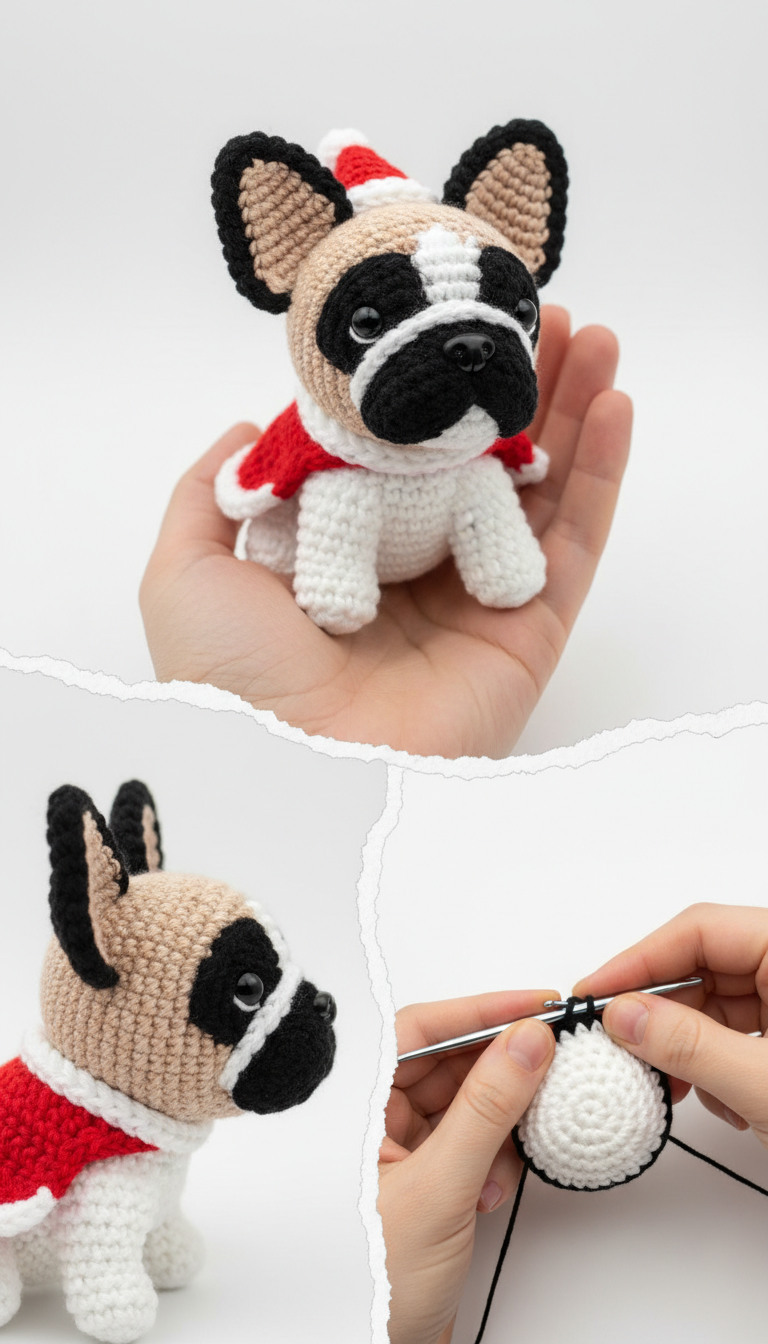 Adorable Holiday Frenchie: Free Amigurumi Christmas French Bulldog Pattern