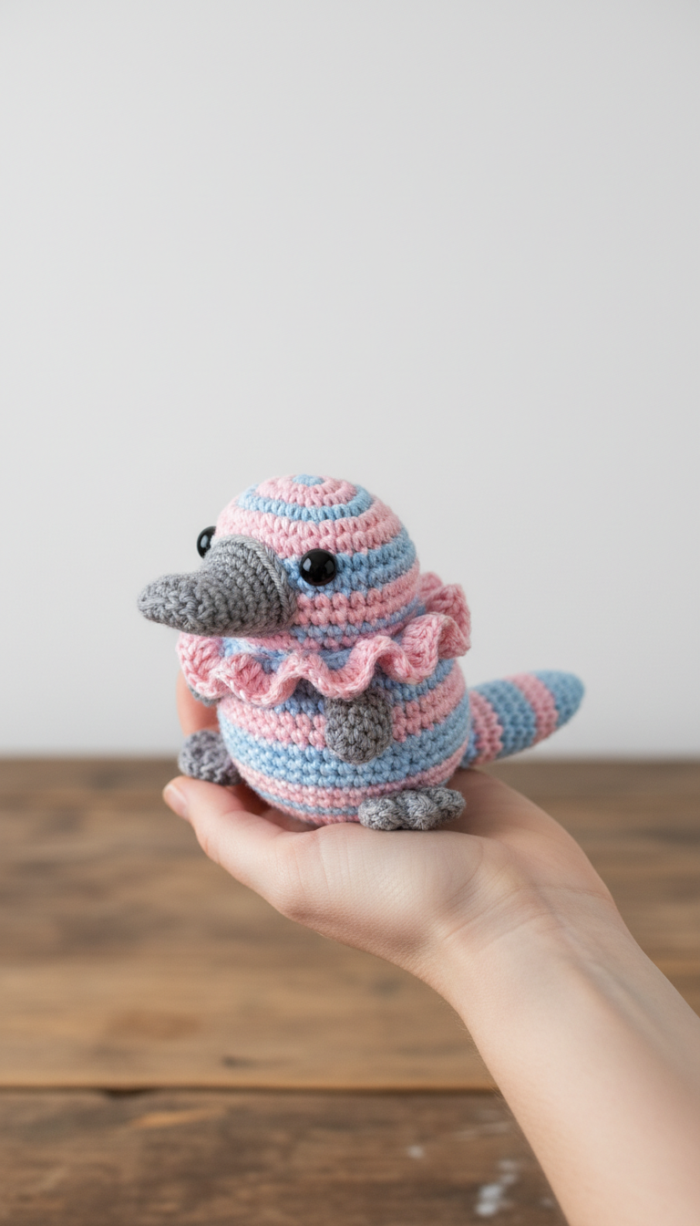 Charming Pink and Blue Striped Platypus Amigurumi Crochet Pattern