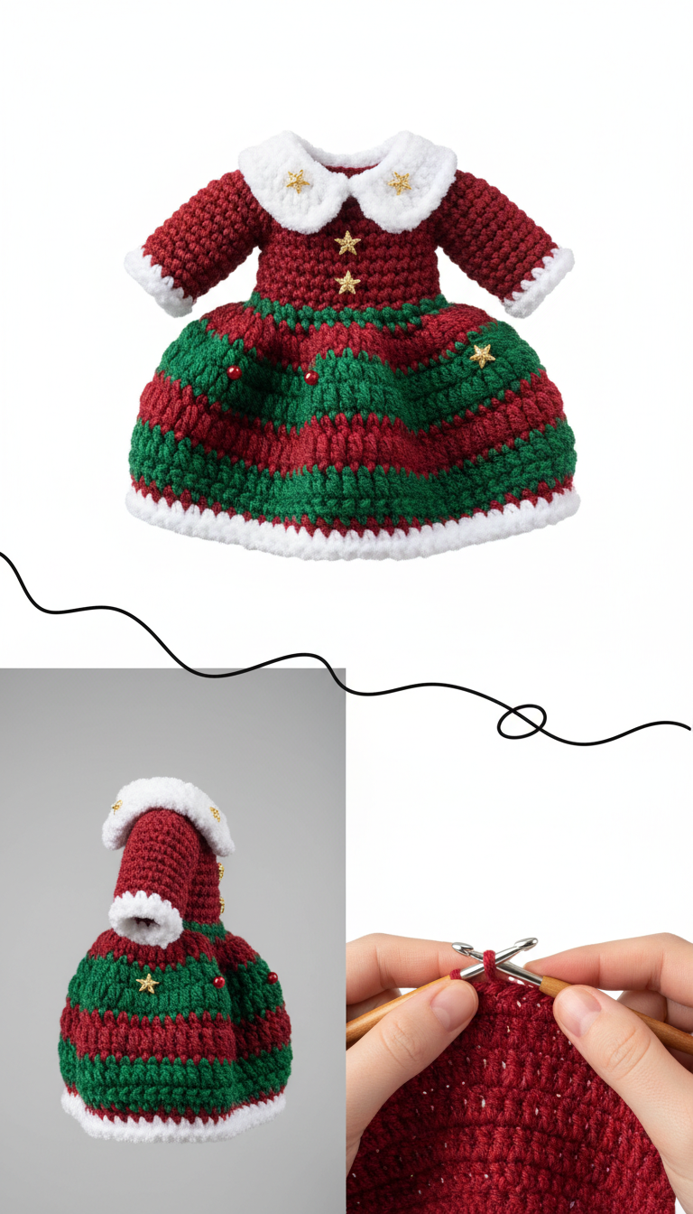 Holly Jolly Crochet Doll Dress Pattern: A Festive Outfit for Holiday Fun