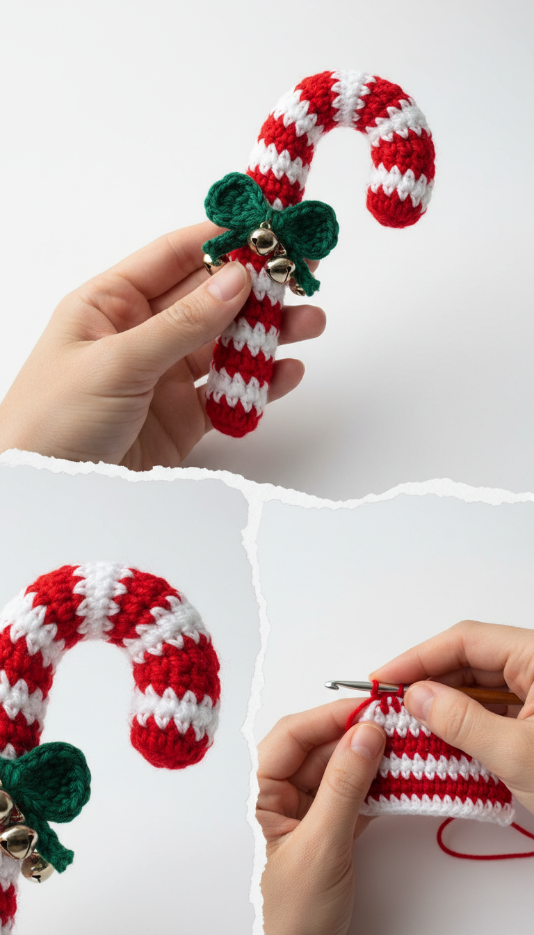 Sweet Holiday Delight: Easy Crochet Candy Cane Ornament Pattern