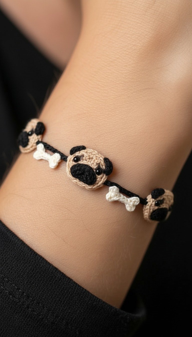 Craft Your Own Adorable Crochet Pug and Bone Bracelet Pattern