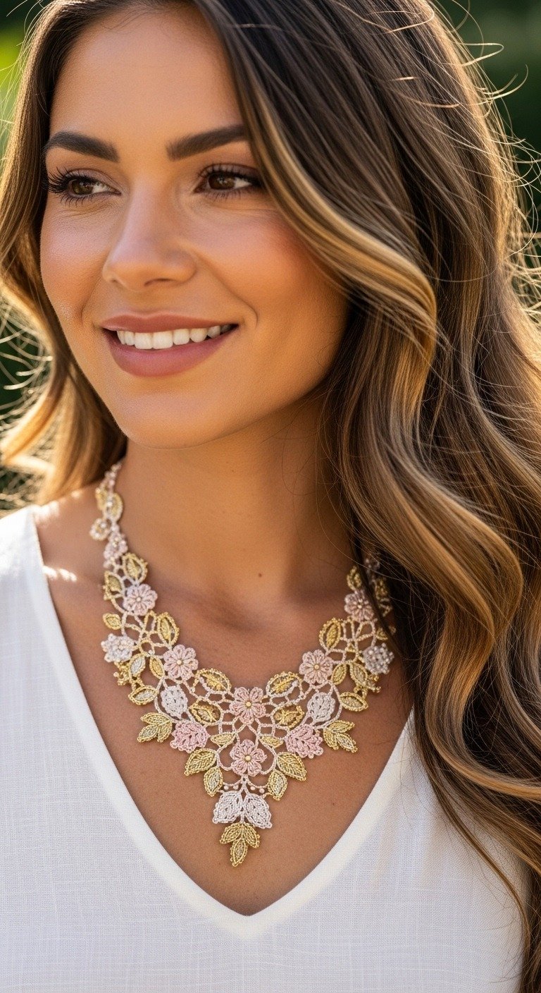 Crochet Elegance: Craft Your Own Floral Lace Statement Necklace