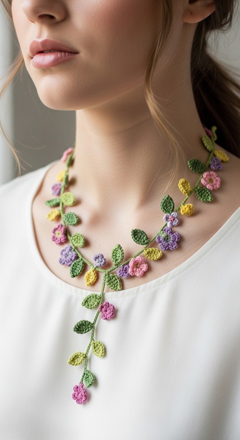Crochet Floral Vine Necklace Pattern: A Delicate Spring Accessory