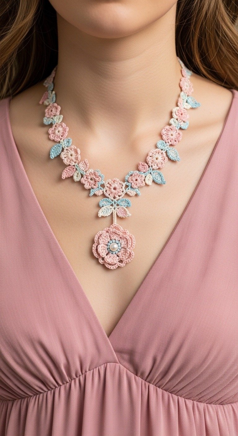 Delicate Crochet Floral Necklace Pattern: Elegance in Every Stitch