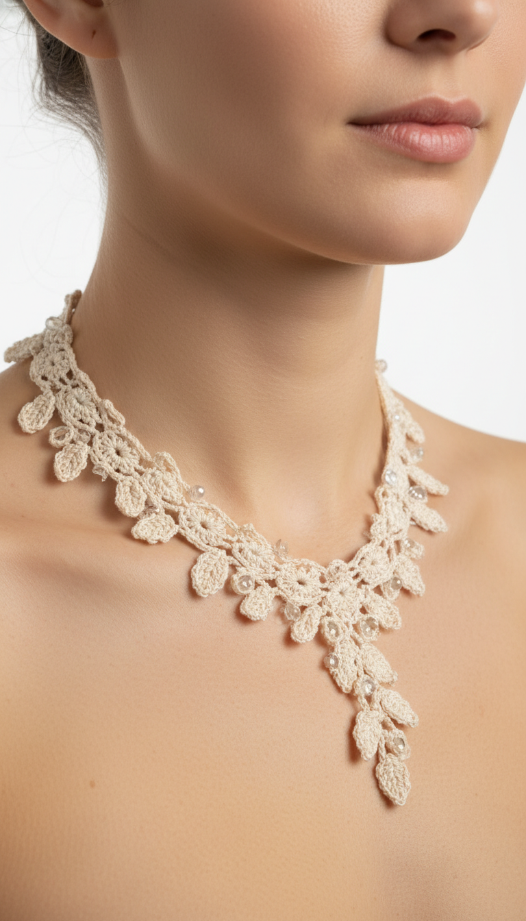 Elegant Beaded Crochet Lace Necklace: A Delicate DIY Accessory Pattern