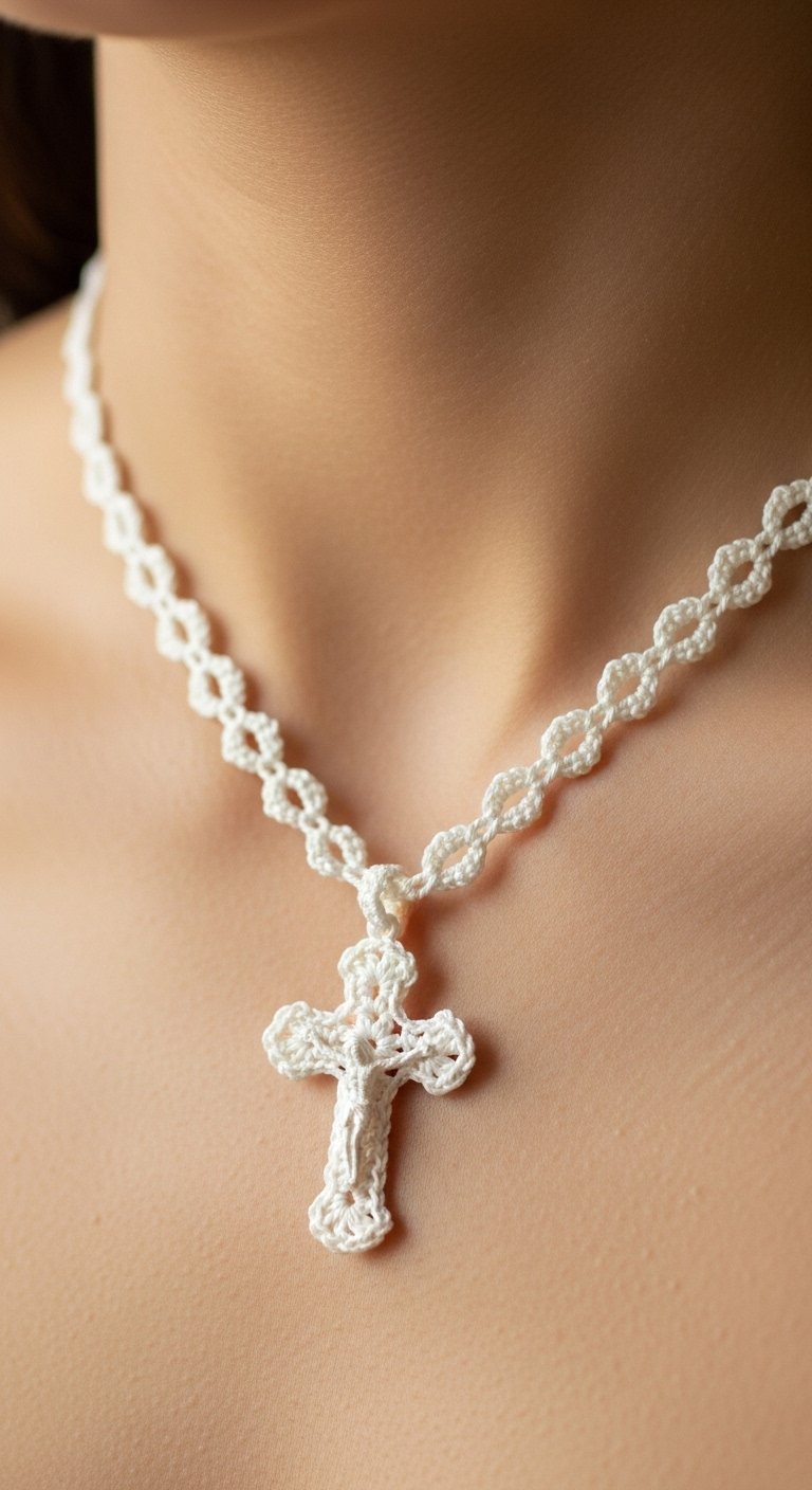 Elegant Crocheted Cross Necklace: A Serene DIY Jewelry Pattern