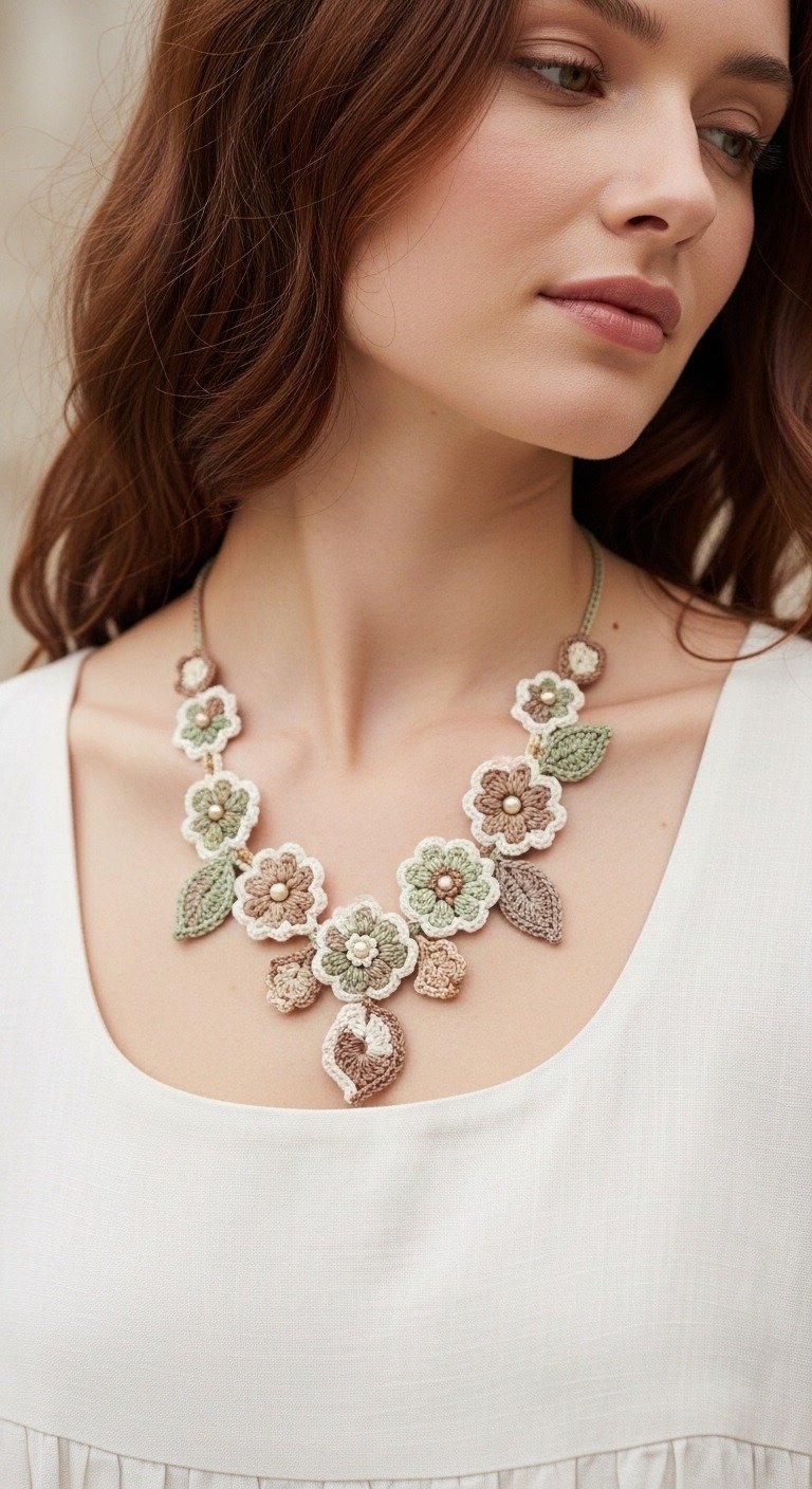 Elegant Crocheted Floral Statement Necklace Pattern