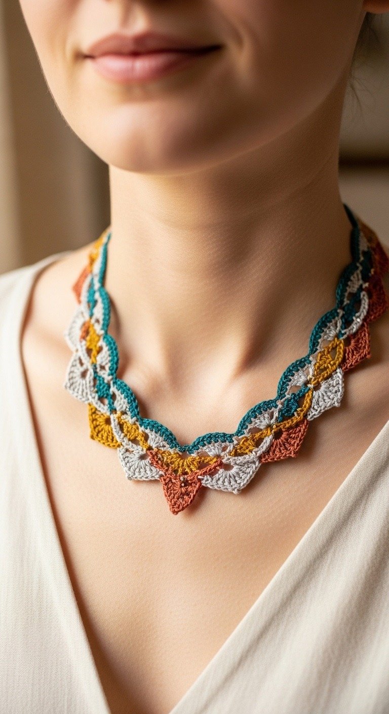 Elegant Layered Crochet Scalloped Necklace Pattern – Free Tutorial