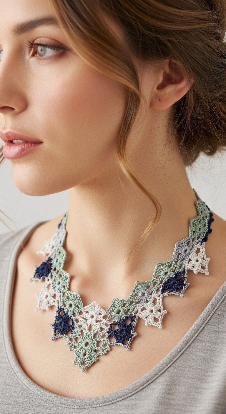 Elegant Zigzag Crochet Statement Necklace Pattern