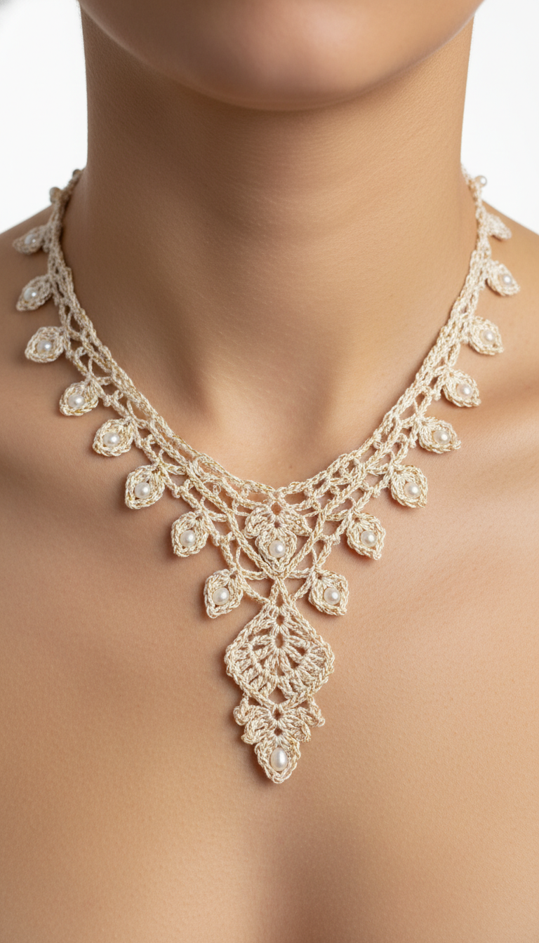 Ethereal Crochet Pearl Lace Necklace: A Timeless DIY Jewel