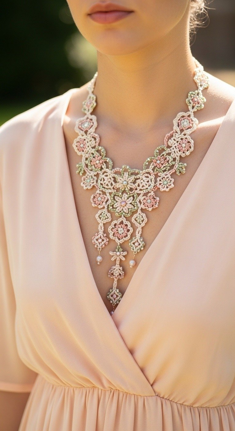 Crochet an Elegant Floral Lace Statement Necklace: Free Pattern
