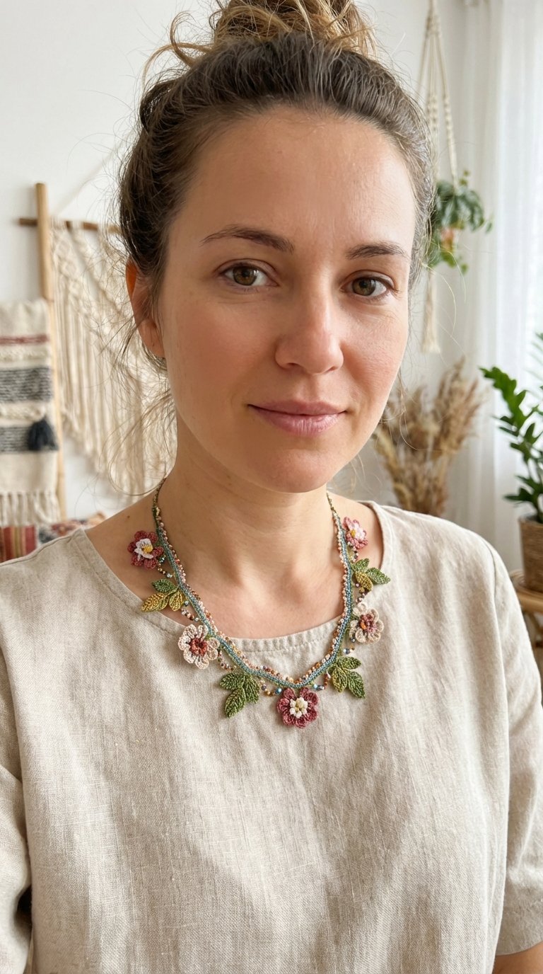 Delicate Oya-Inspired Floral Crochet Necklace Pattern