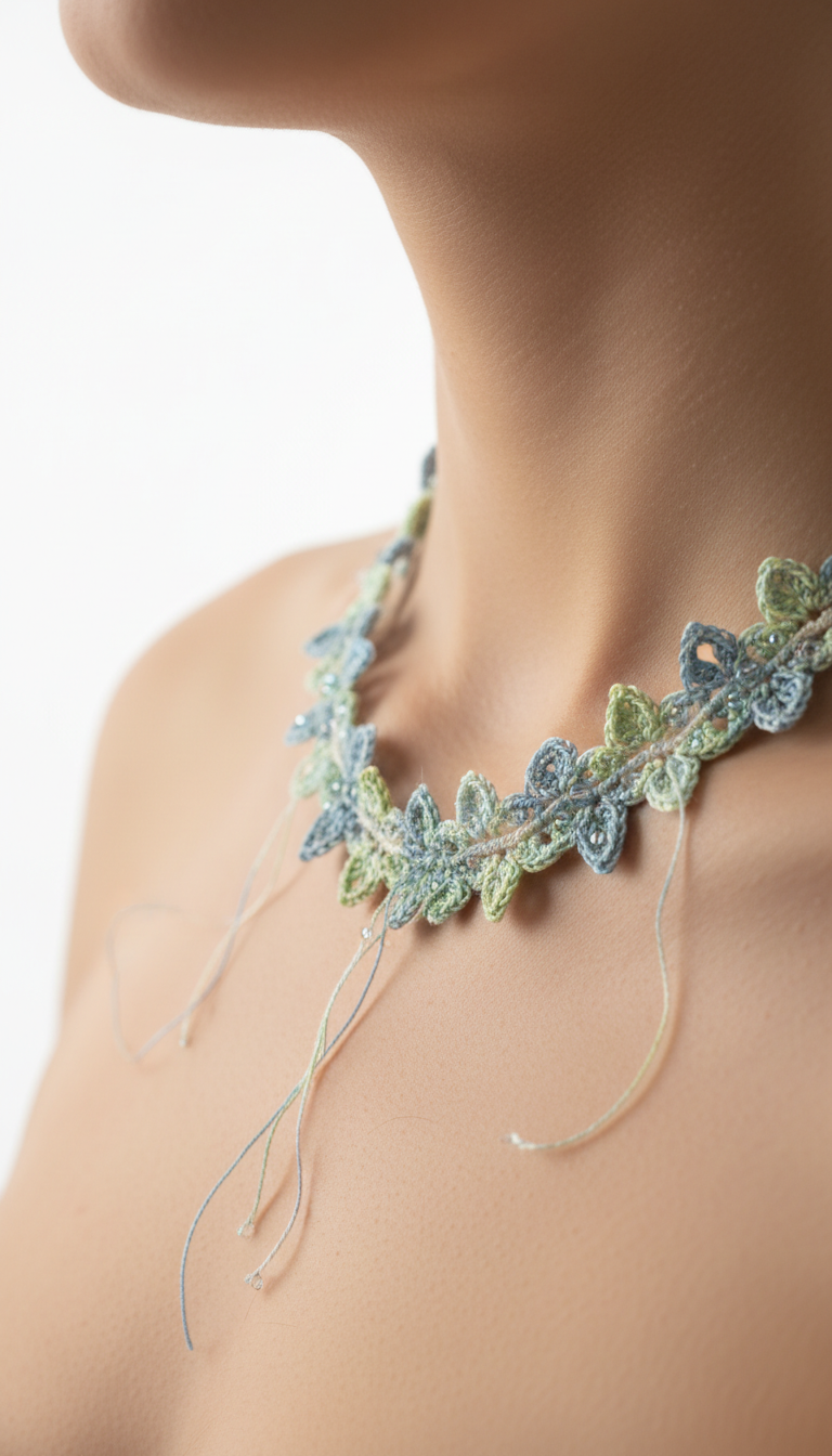 Delicate Whispers: Crocheted Floral Lace Necklace Pattern