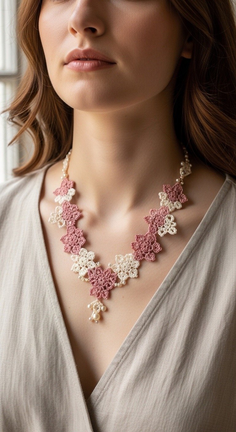 Elegant Blossom Crochet Necklace: A Timeless Floral Jewelry Pattern