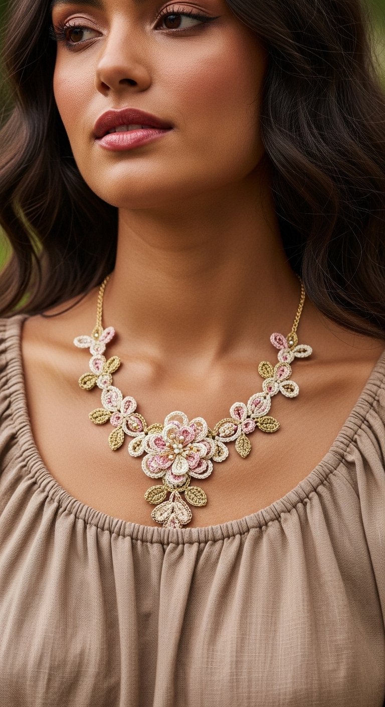 Elegant Blossom Crochet Necklace Pattern: Craft a Delicate Floral Statement