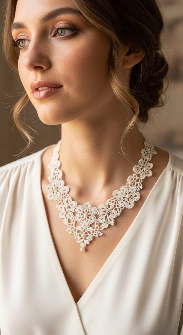 Elegant Crochet Lace Necklace Pattern: Delicate Floral Design for Special Occasions