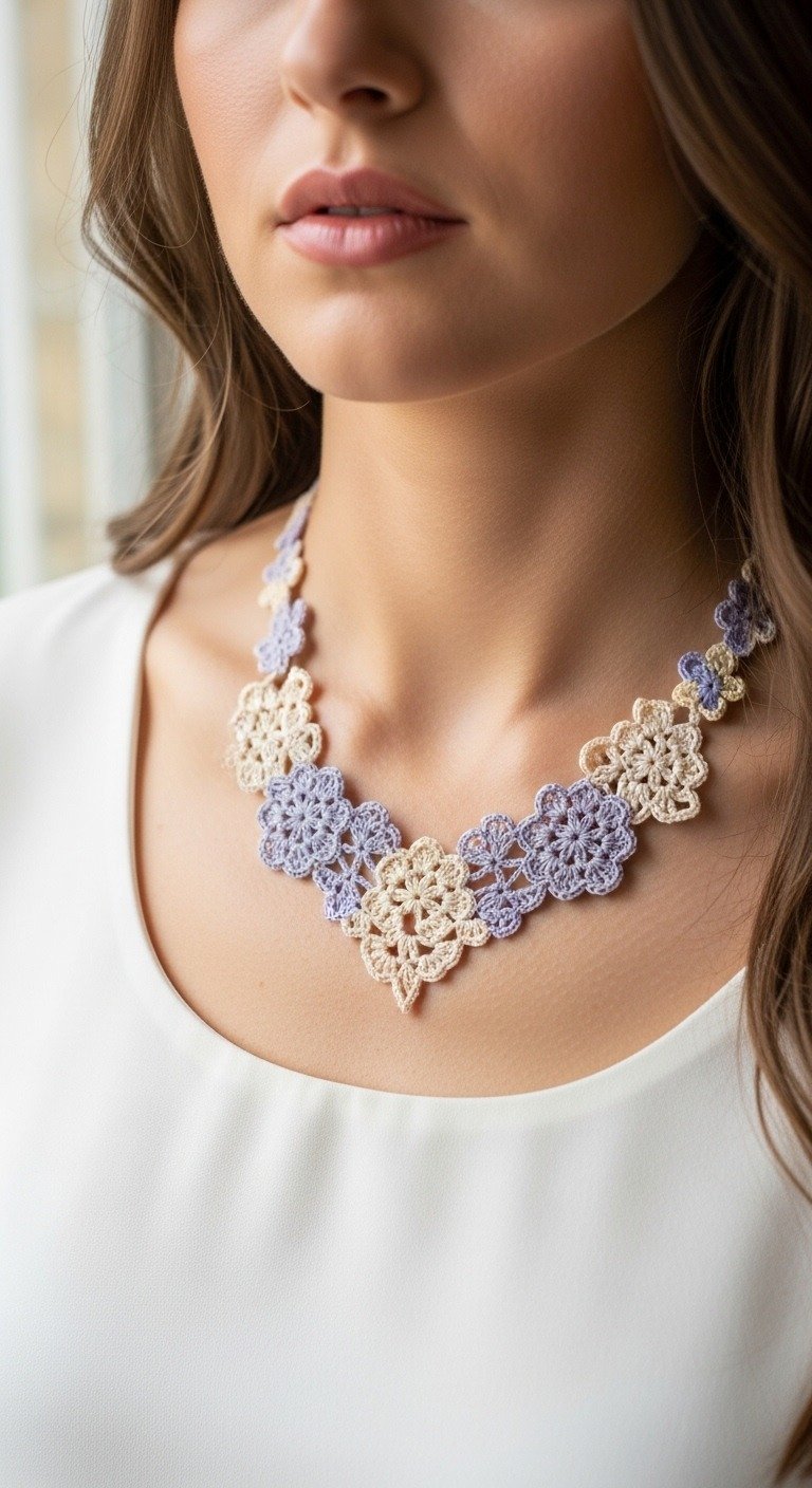 Elegant Crocheted Floral Necklace Pattern - Delicate Lace Jewelry