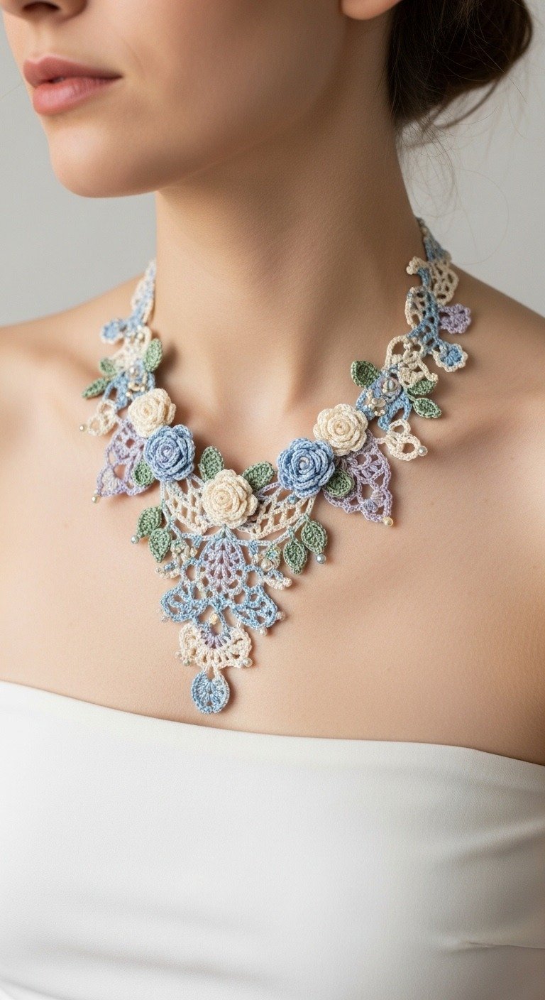 Elegant Floral Crochet Lace Necklace Pattern