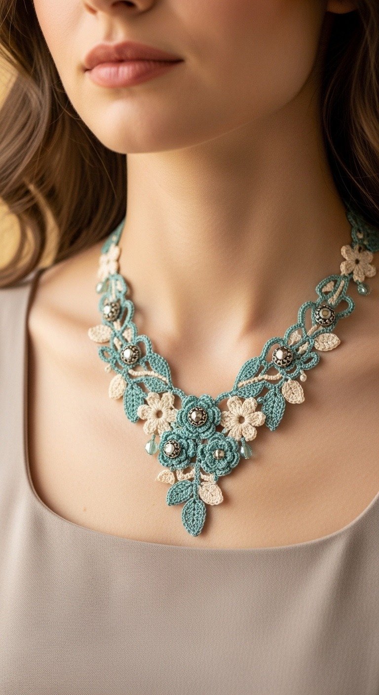 Elegant Floral Lace Crochet Necklace Pattern: Craft a Vintage Statement
