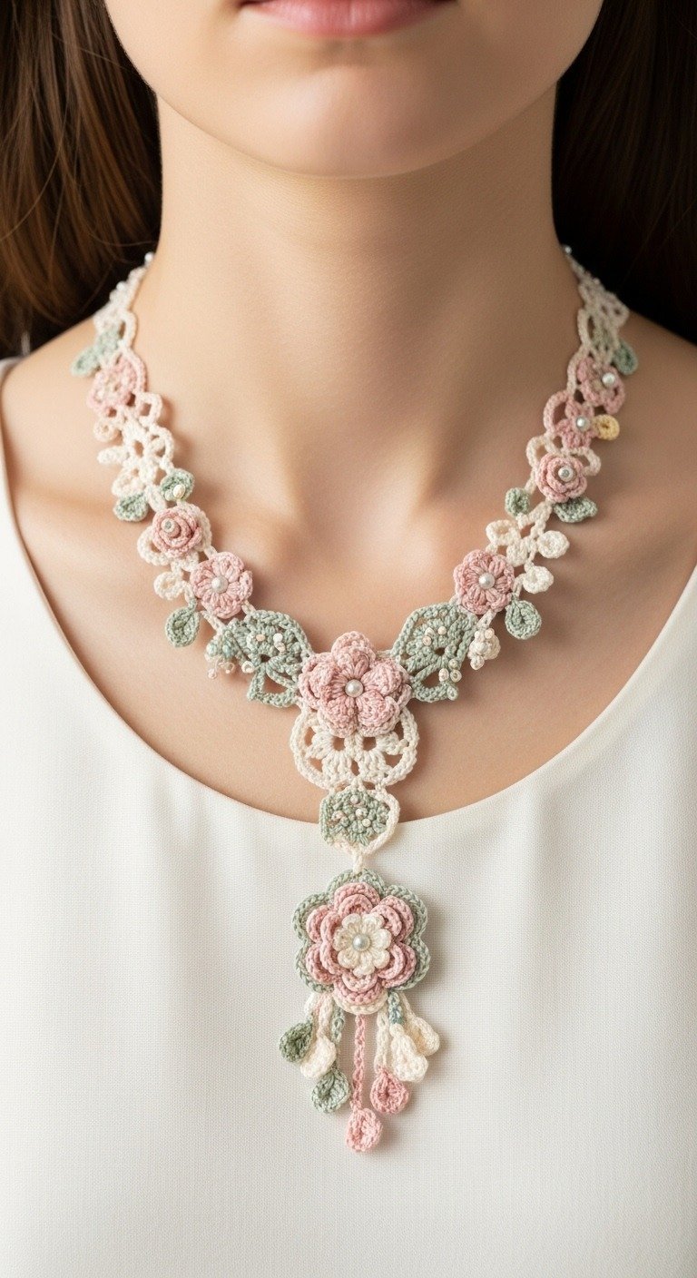 Elegant Lace Floral Crochet Necklace Pattern: Bloom with Handmade Charm