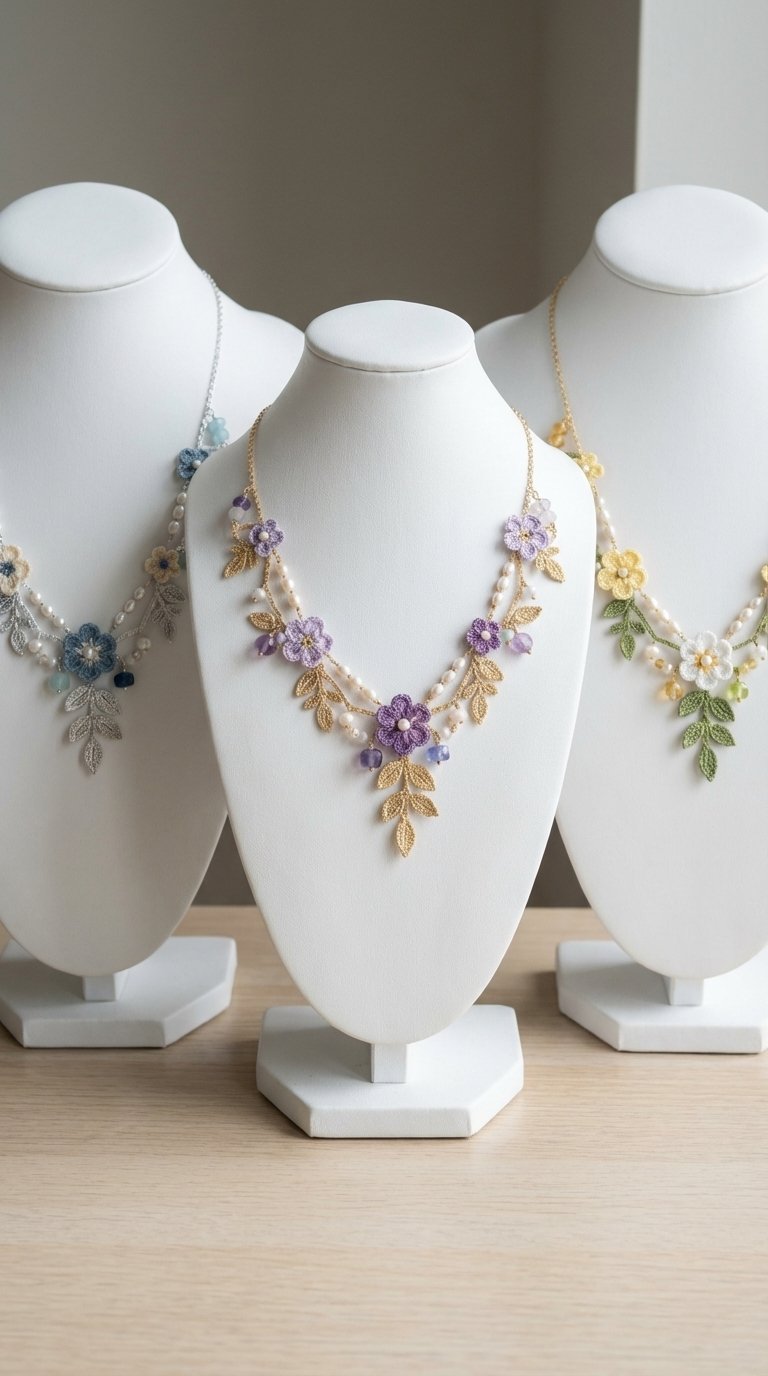 Elegant Lilac Bloom Crochet Necklace Pattern: Craft Your Own Floral Masterpiece